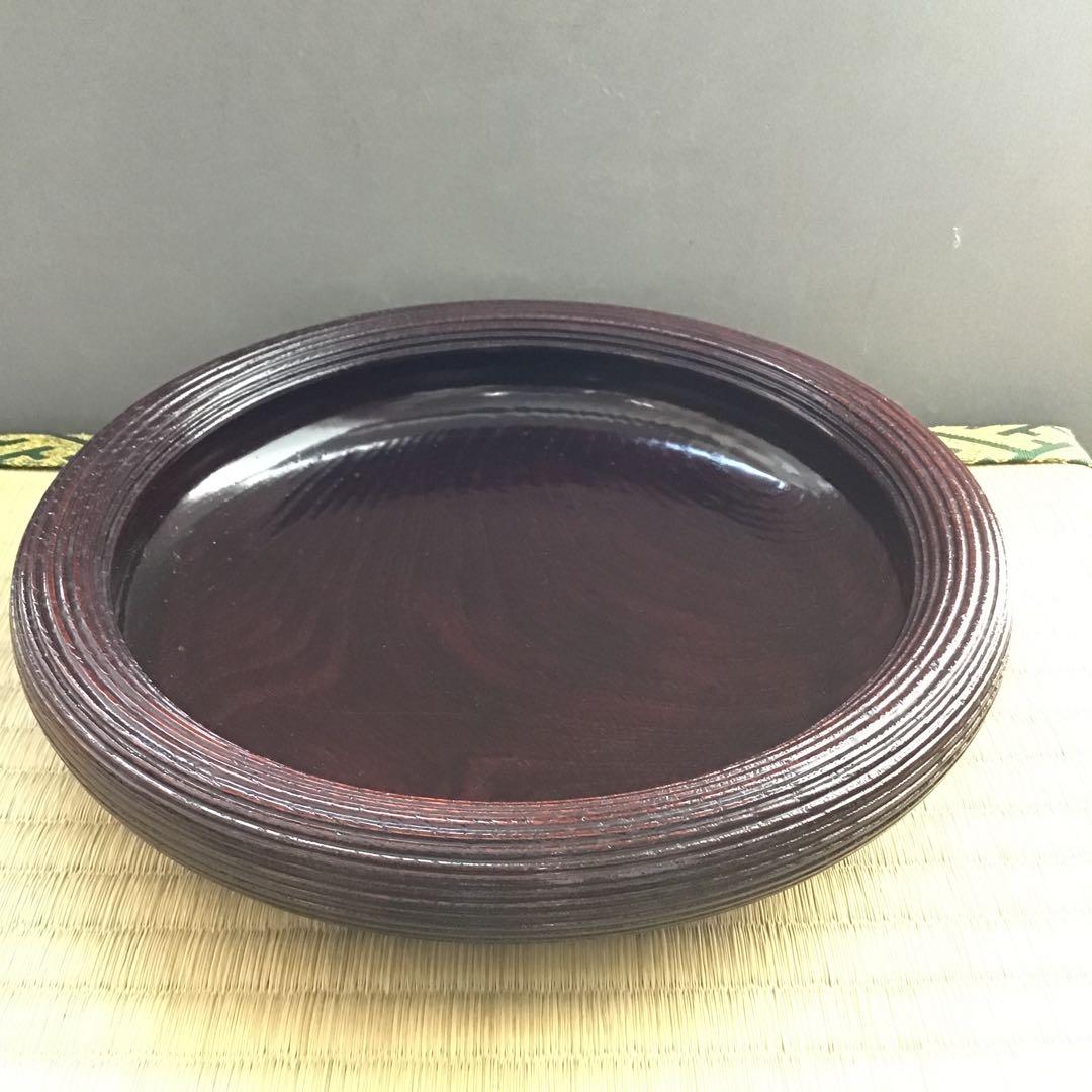 茶道具　樺溜塗糸目菓子器　塗師　堅地屋清兵衛作　堅清印　楽只斎好　共箱　S3KK