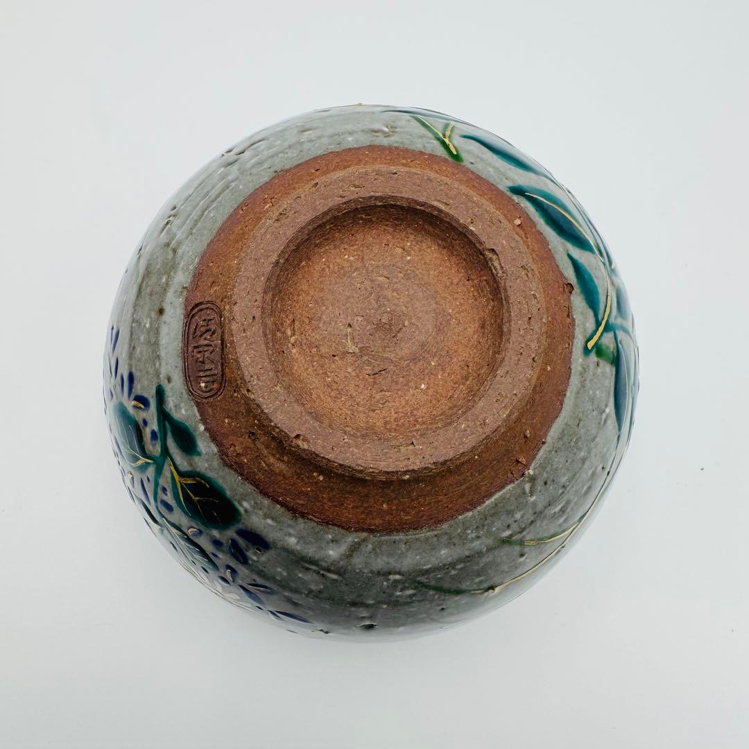 【清閑寺　杉田祥平　色絵桔梗に秋草画　茶碗　共箱】茶道具　骨董　アンティーク