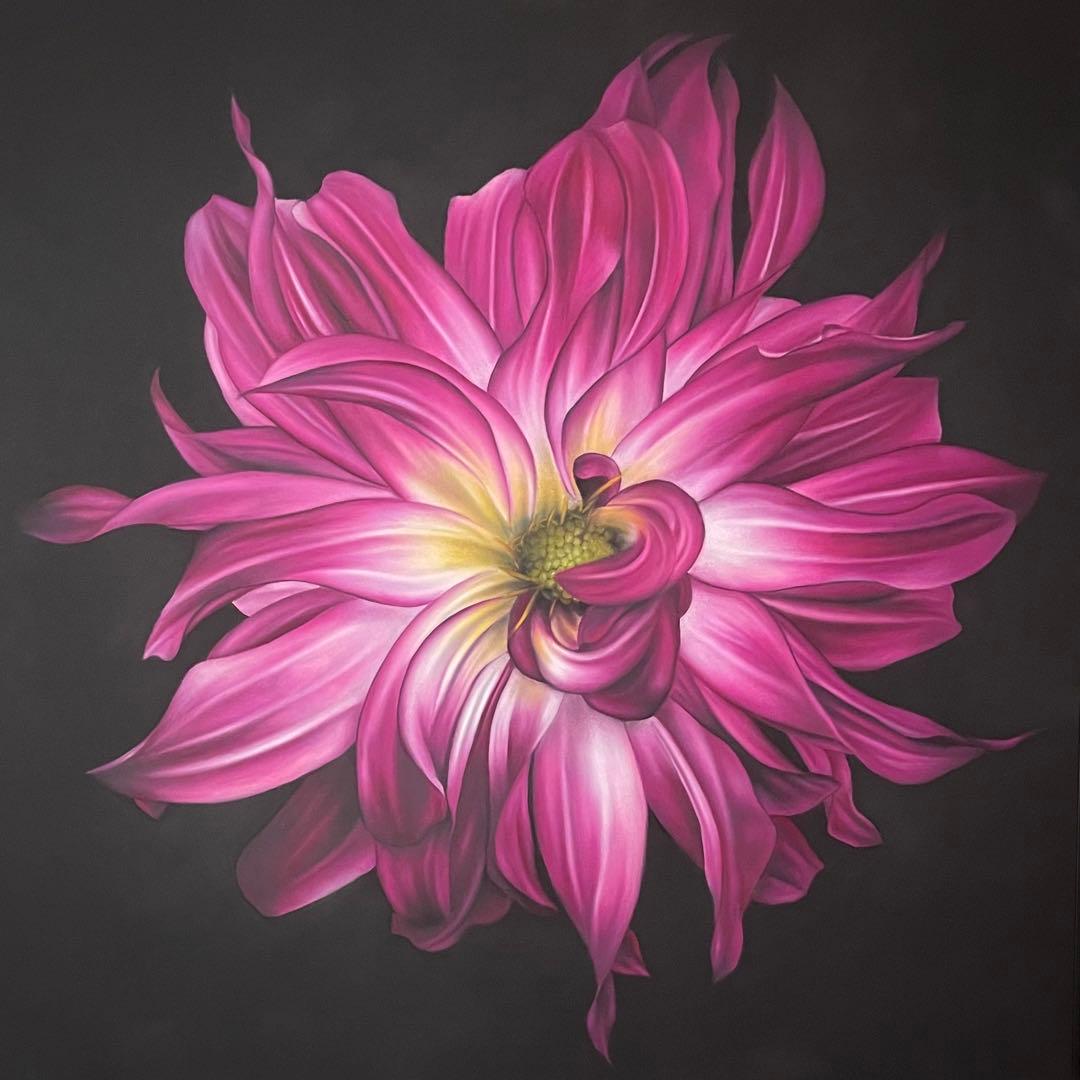 花の絵　絵画　大型　オイルパステル アートパネル モダン