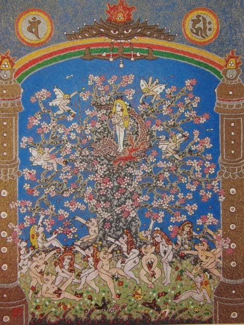 清水ハルマン、【パラダイス界桜曼荼羅】、希少な額装用画集より、美品、新品額装付