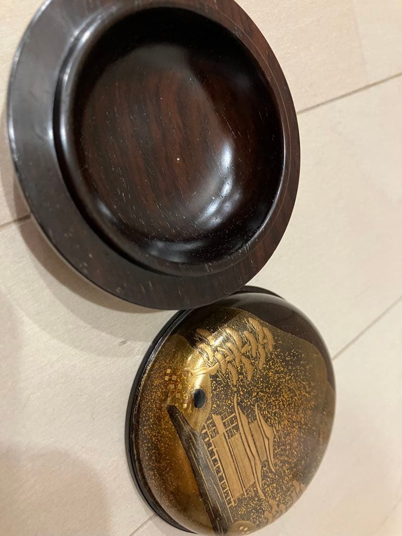 香合 荒木省山　漆　本金　城　美術品　蒔絵　最高級　唐木