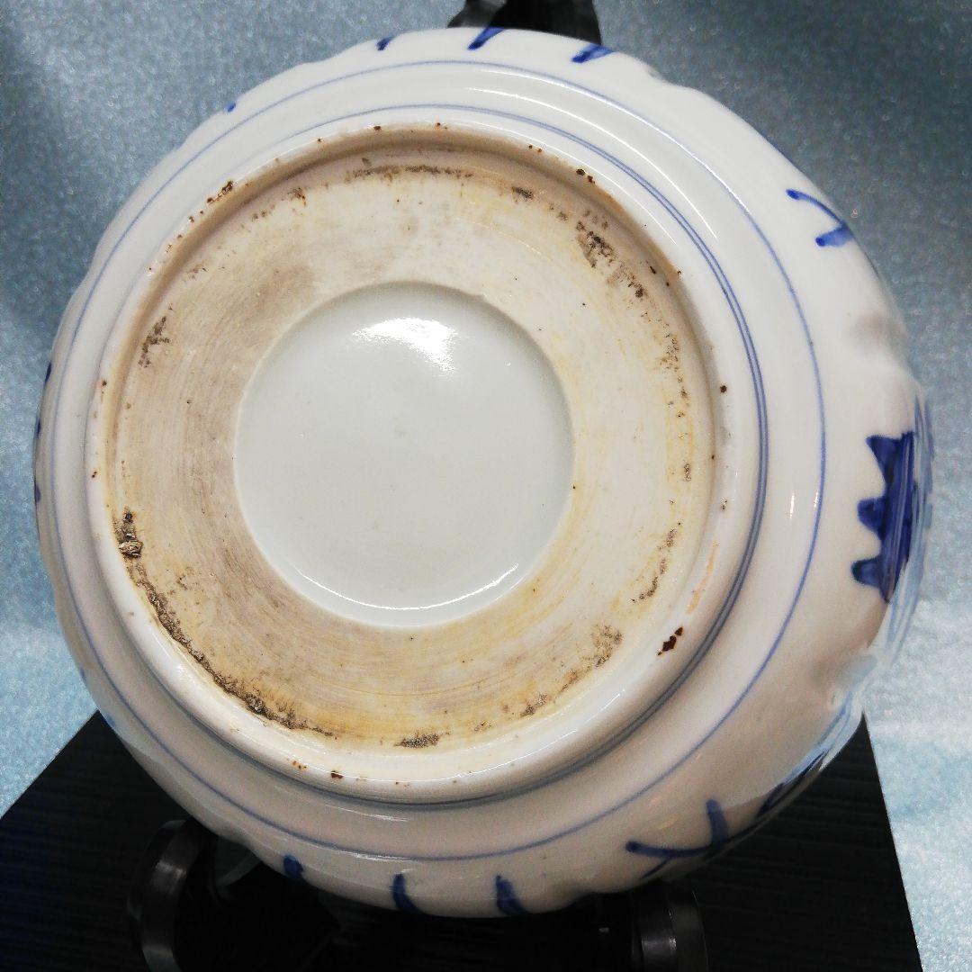 江戸時代中期～後期幕末頃美品信州蔵出三階菱窓絵染付約２０センチサイズ時代陶磁器