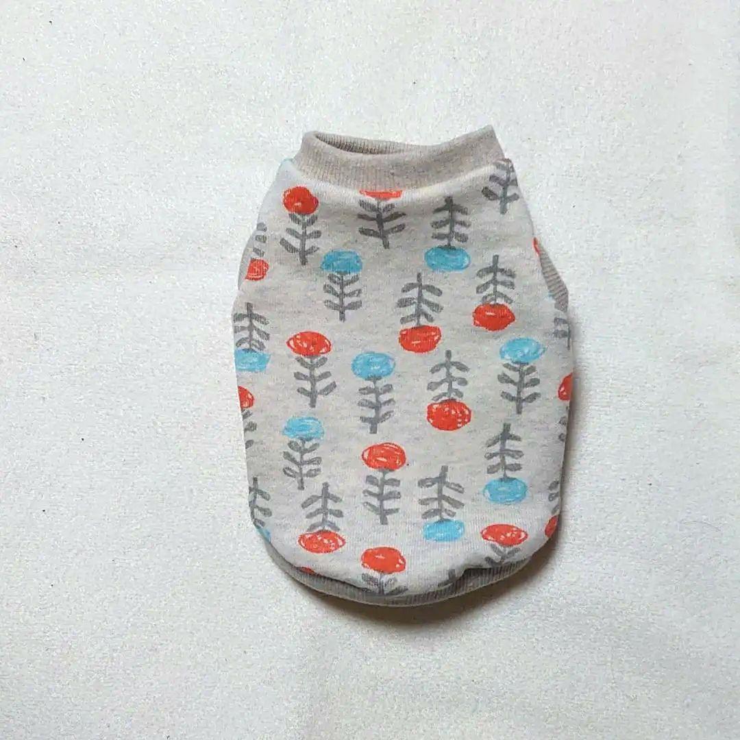 犬服 SS わんこの普段着　オレンジとペールブルーの花