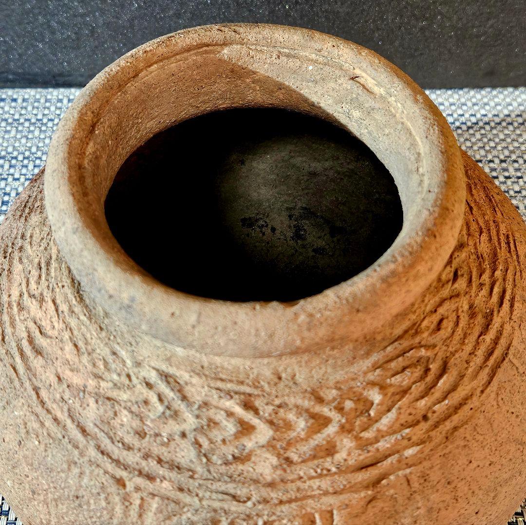 伝】古代土器　南米　古代ペルー　 古代インカ　幾何学文様　陶質土器　壺　甕