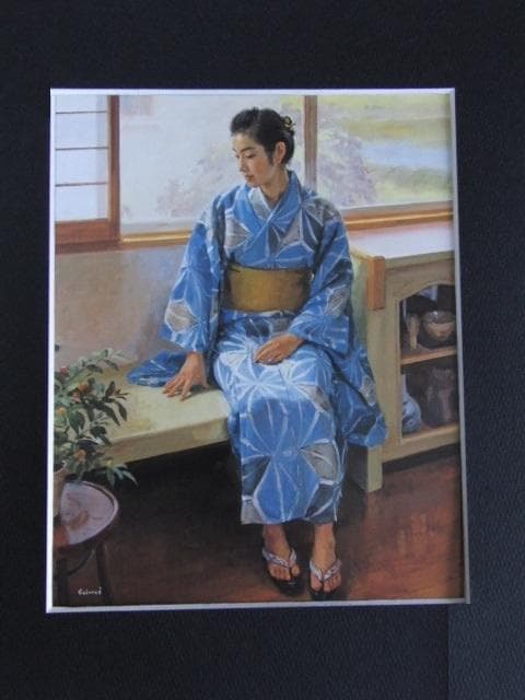池田清明、【しぐれ】、希少な額装用画集より、新品額装付、状態良好