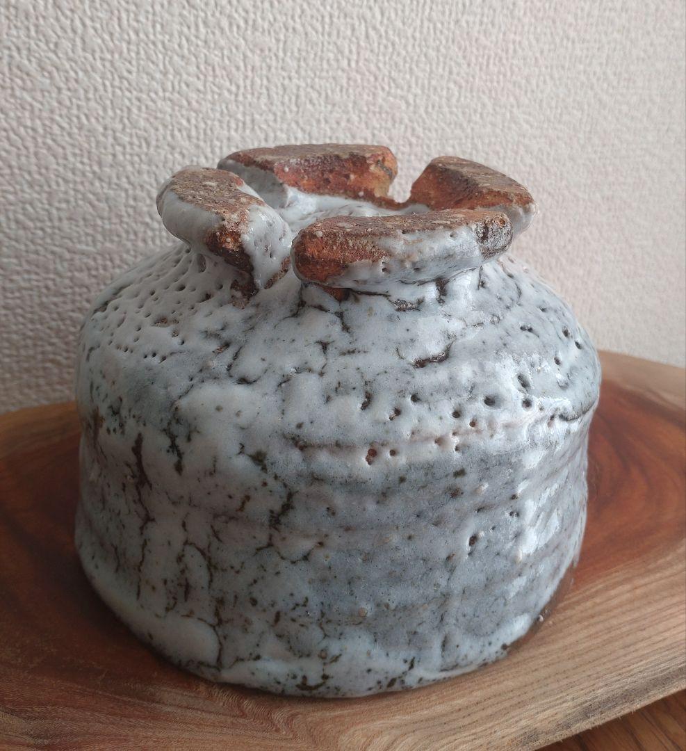 龍南 大振割高台茶碗 『氷壁』冬 共箱 茶道具 鬼萩