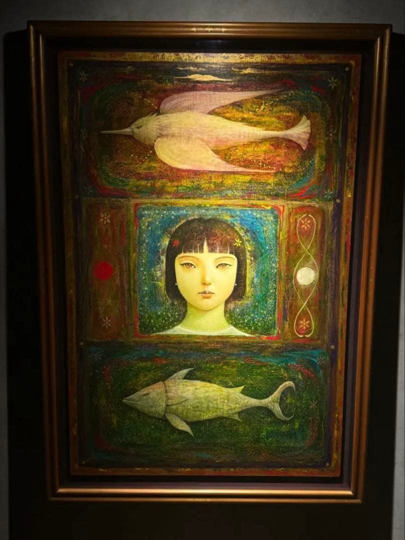 樺山祐和『鳥よ魚よ陽よ月よ人よ』 M 30号 肉筆油彩画