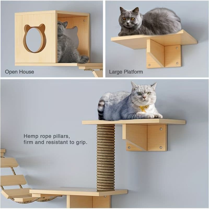 フォロー割【新品】猫用 壁掛け家具 屋内用 ソリッドウッド