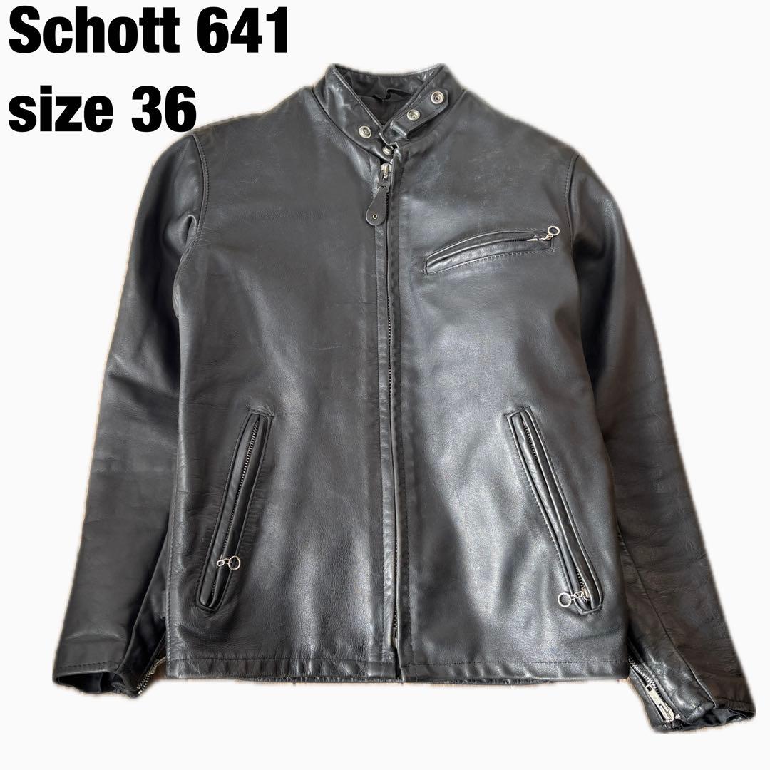 SCHOTT★シングルライダースジャケット 641U ボアライナー付 36タロン