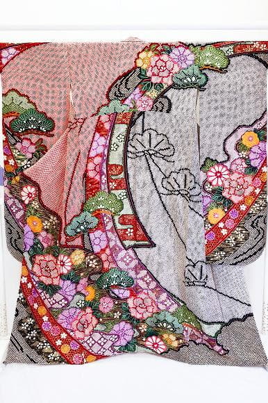 ★専用★美品 本振袖 総絞り 赤 墨黒 牡丹 菊 金彩加工 身丈162cm 正絹