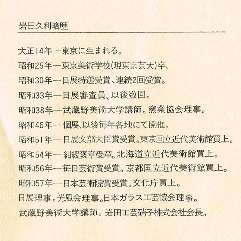 ガラス工芸　岩田久利作　華文　皿　共箱　V　R7043