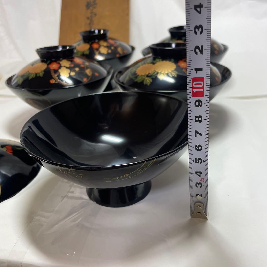輪島塗　昭和レトロ　金彩　吸物椀　5客　松竹梅　縁起物　特上品　特別製布着