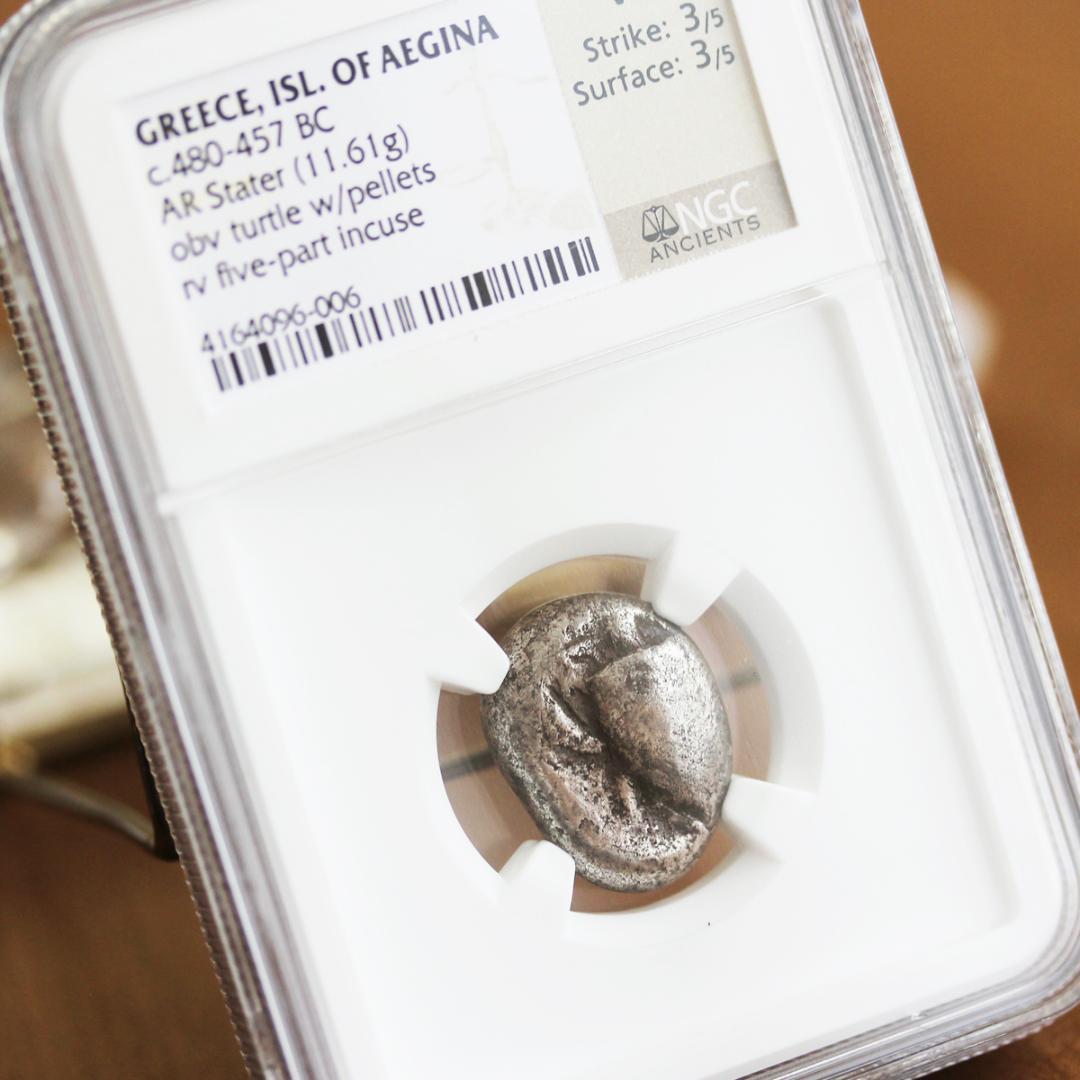 古代ギリシャ最古　アイギナ　ウミガメ【VG NGC】海亀　スタテル銀貨　エーゲ海