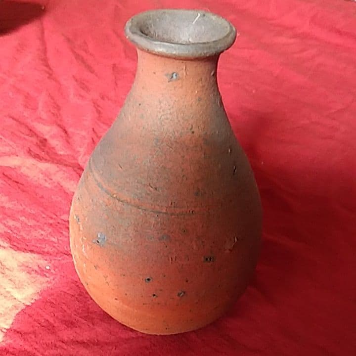 森岡成好　南蛮焼締　徳利　一輪挿し