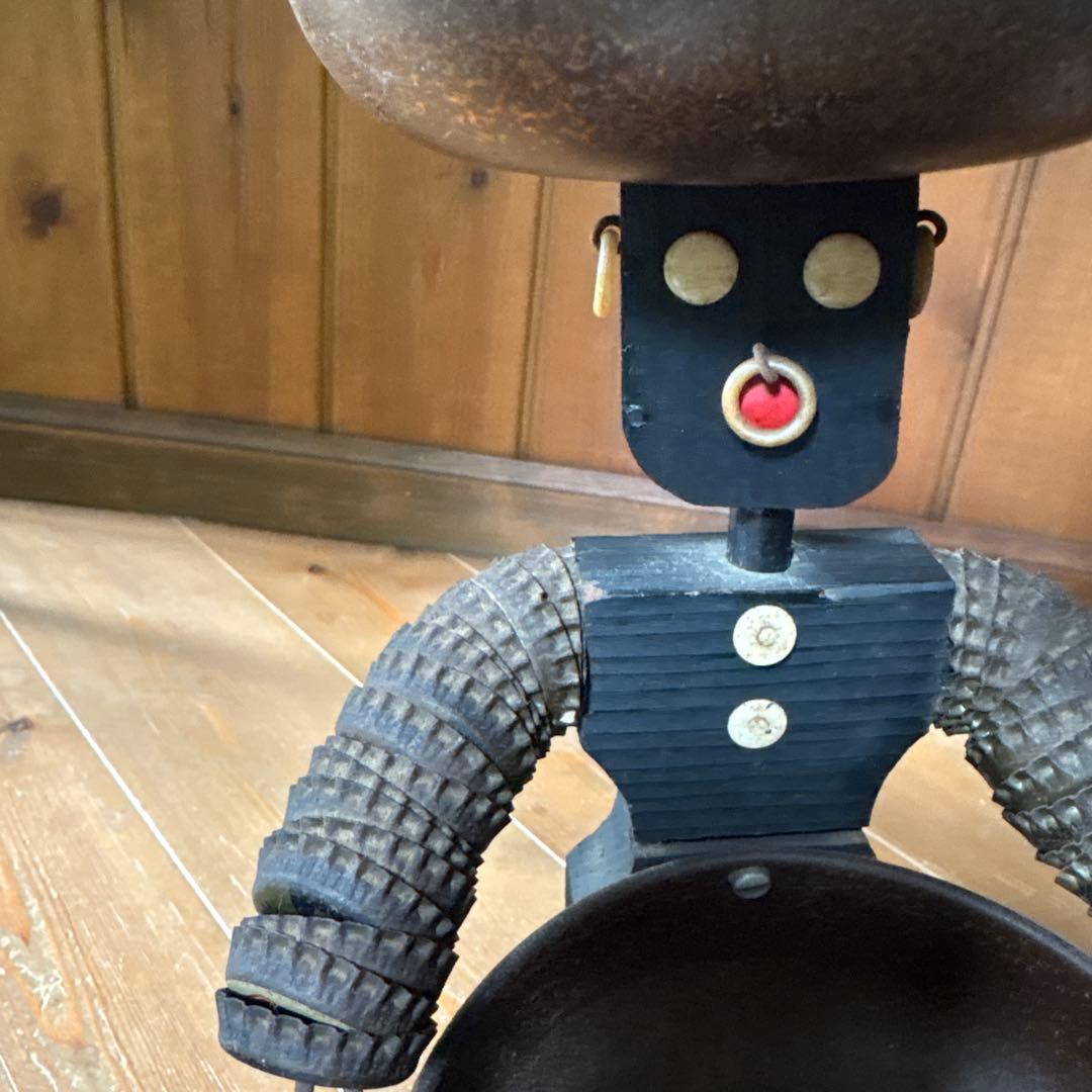 【50sビンテージ】ボトルキャップマン 黒 アンティーク人形 ハワイアン 置物