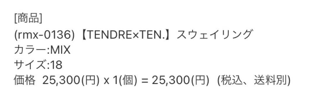 【美品】TENDRE×TEN. スウェイリング