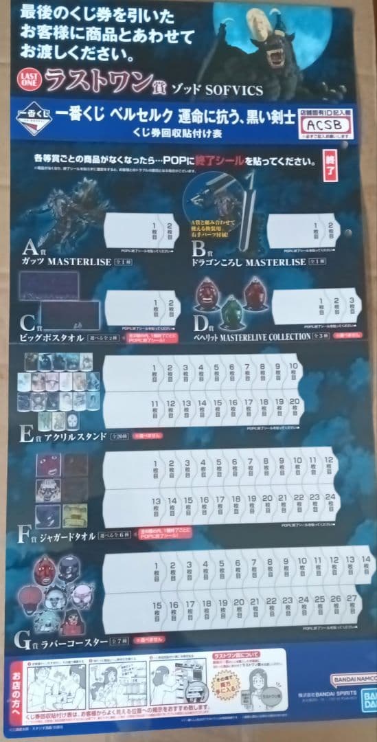 ベルセルク　1番くじ　1ロット