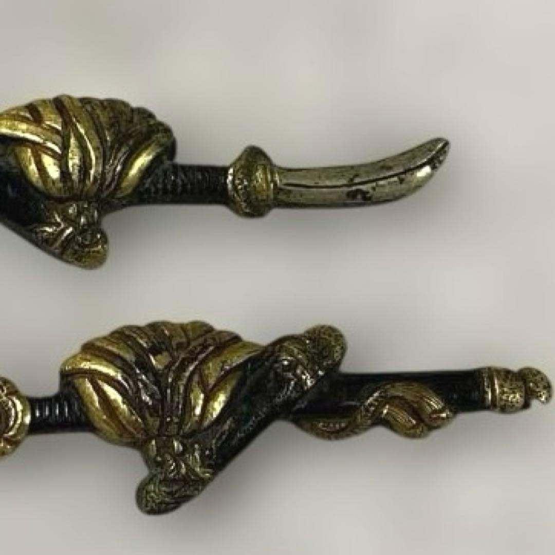 B-33 目貫　金象嵌　木箱付き　武具　刀装具　刀　美術品　工芸品　装飾品