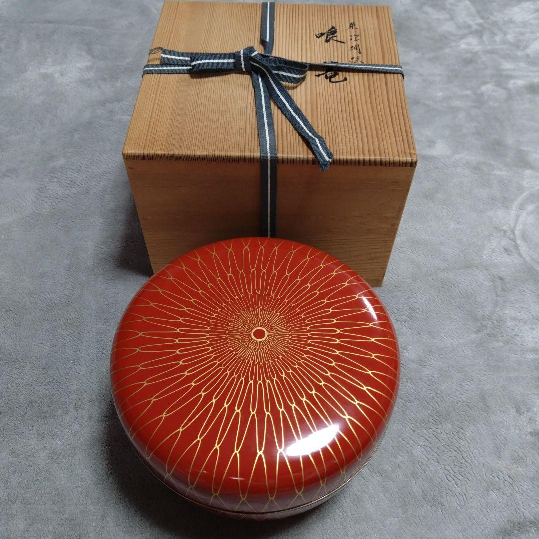 茶道具　朱塗網目喰篭