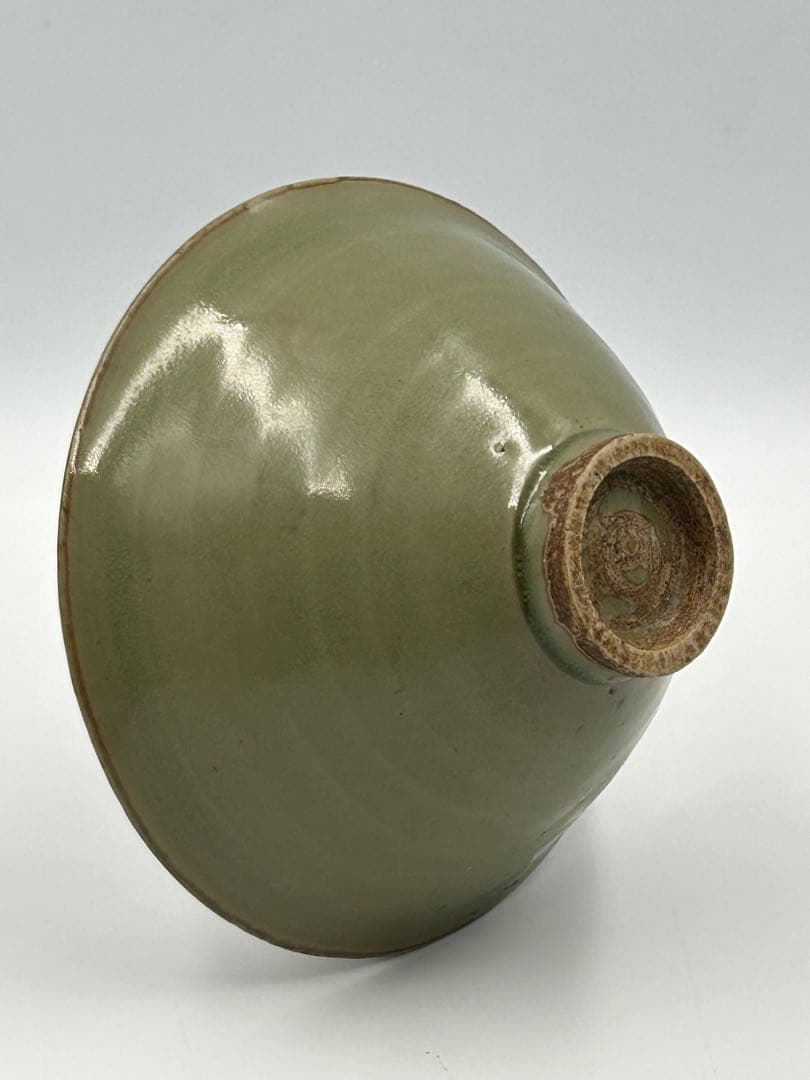 ★0051宋時代　耀州窯 青磁 刻花 斗笠碗 ★天目茶碗 茶道具 茶器 中国美術