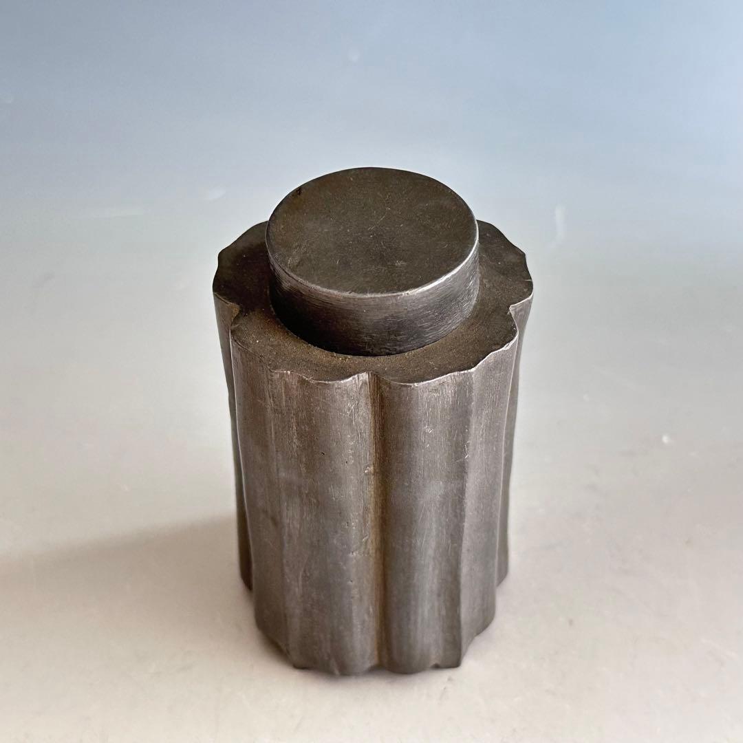 煎茶道具　唐物　点同　古錫　輪花形　茶心壷　茶入　仕服　古作　骨董　古玩