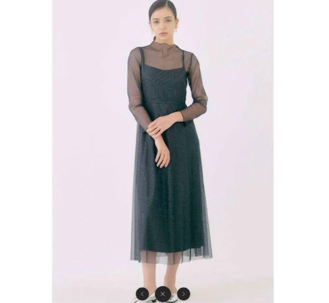 kaene カエン ラメチュールメロウワンピース ドレス パーティー 結婚式 黒