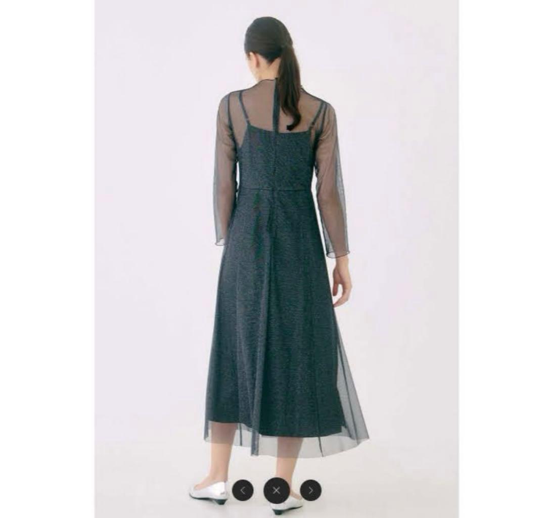 kaene カエン ラメチュールメロウワンピース ドレス パーティー 結婚式 黒