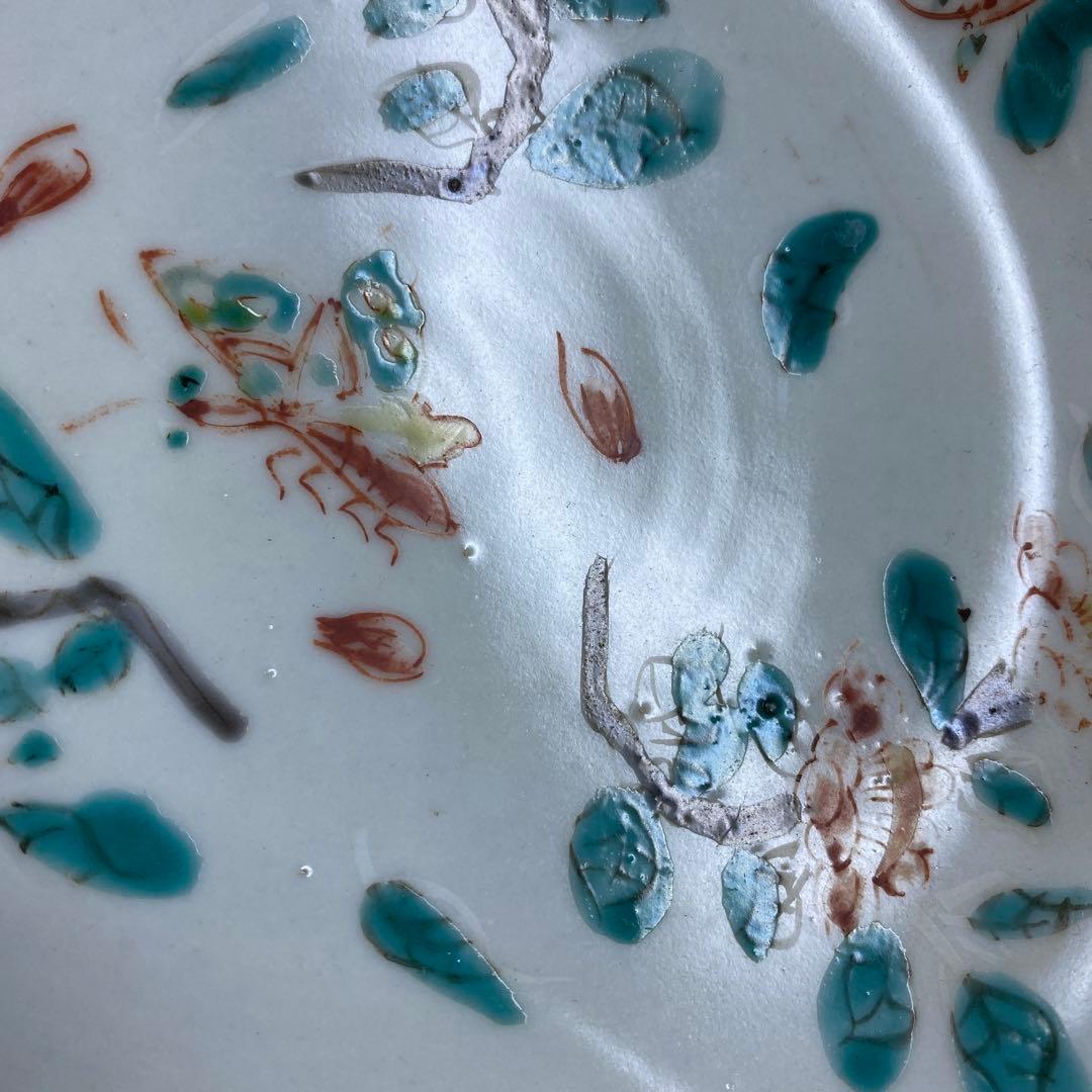 中国明時代　南京赤絵中皿5枚　木箱付　直径15㎝　東Y7-0210☆2Fトヒチサ