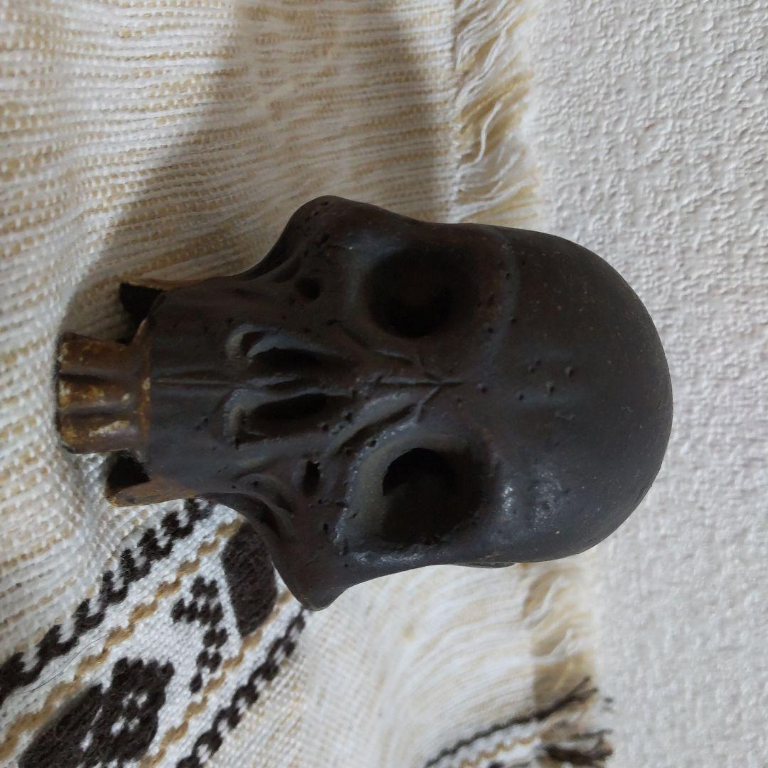 髑髏 頭蓋骨 の置き物 骨董品 陶器製？