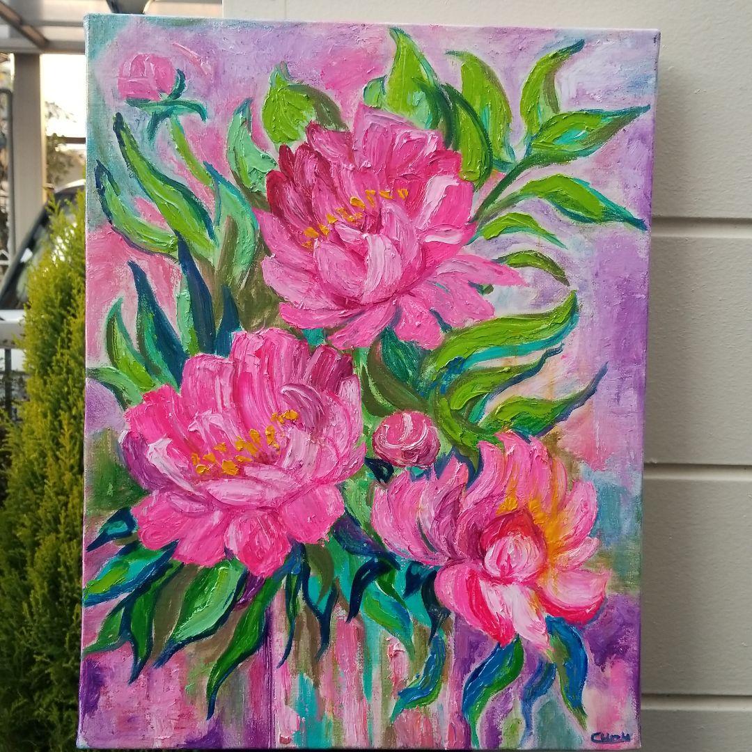 油絵　専用　ももいろのしゃくやく