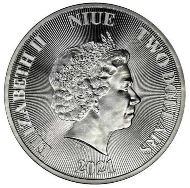 2021年 ニュージーランド 銀貨 エリザベス2世 ニウエ カプセル入