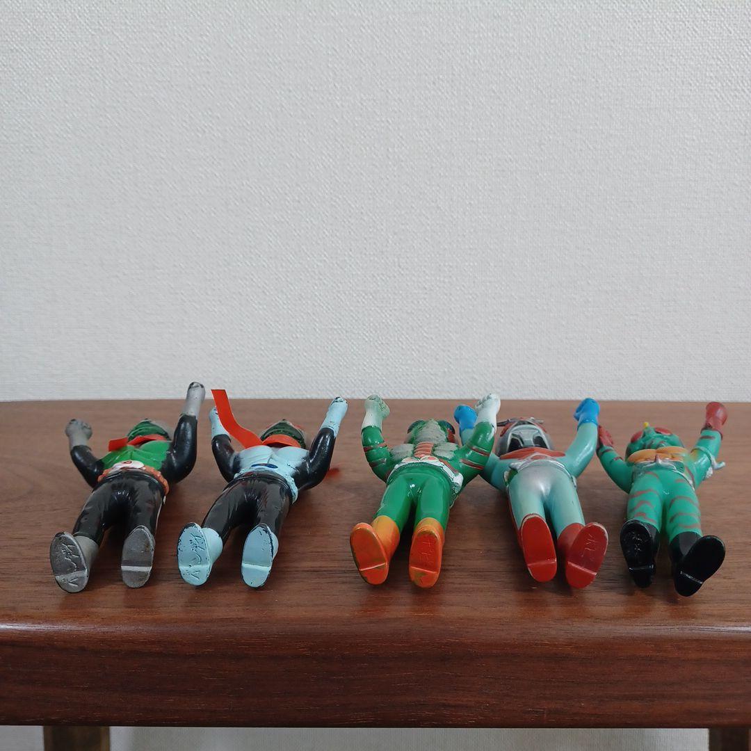当時ものポピー製 仮面ライダー希少ソフビペンダントトップ（チェーン無）5点セット