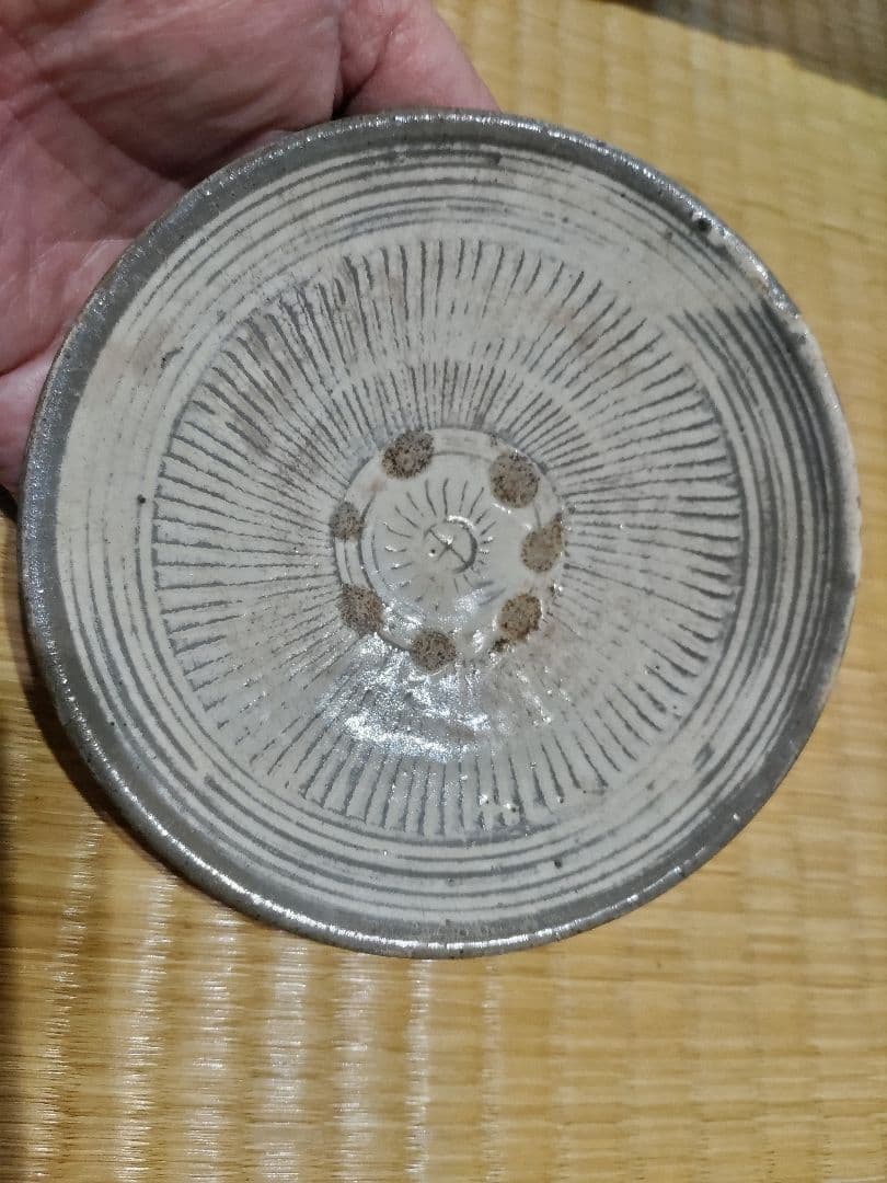 李朝　刷毛三嶋　皿（13.4cm）良品！