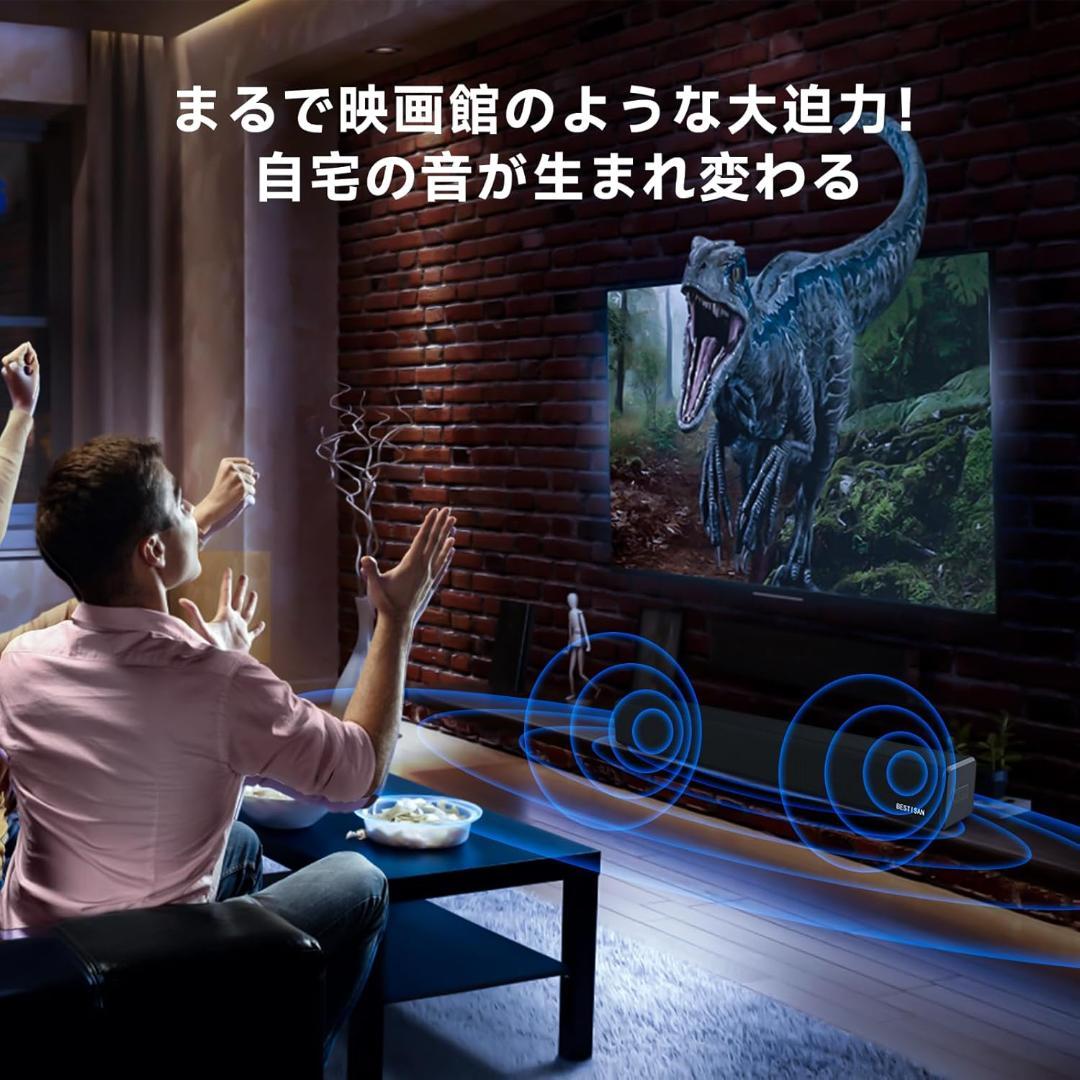 サウンドバー テレビ用スピーカー シアター リモコン付 幅81.5cm ブラック