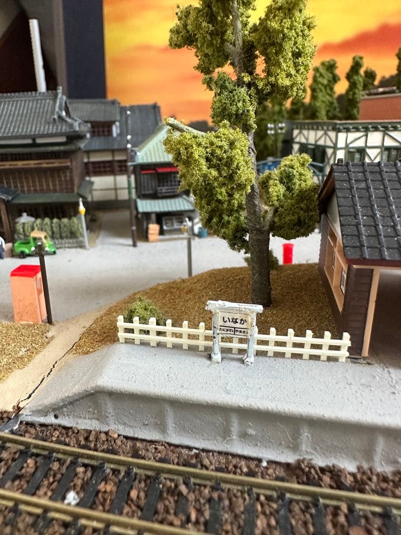 ジオラマ完成版精密鉄道風景模型 駅前横丁Nゲージ 現状品 鉄道模型完成品駅電車