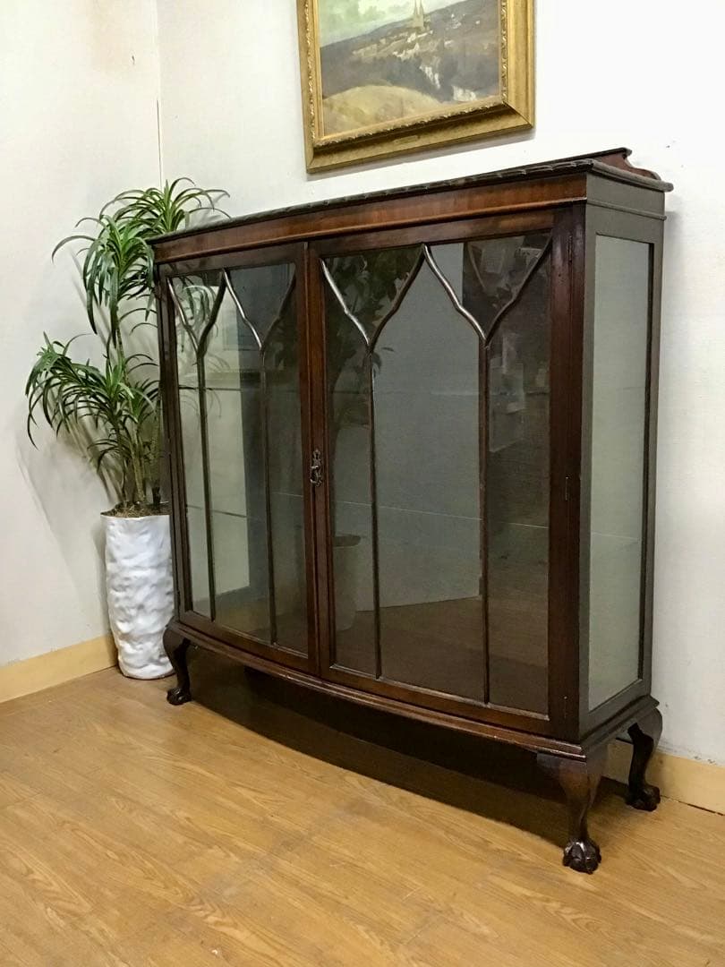 管220☆イギリス製☆アンティーク☆チャイナキャビネット☆マホガニー