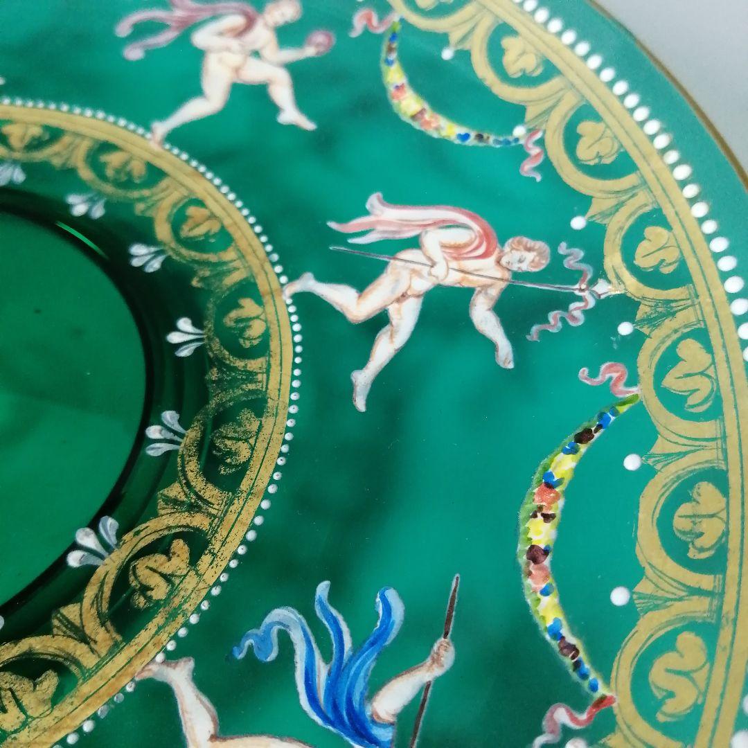 イタリア　ベネチアングラス　ヴェネツィア　ムラノ　エナメル彩　金彩　皿　ボウル