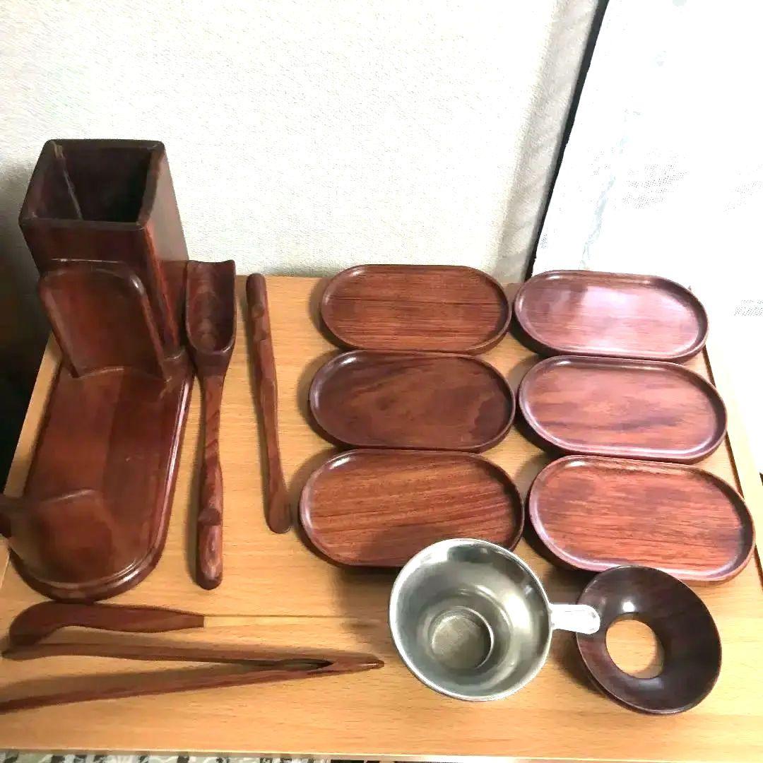 〈新品未使用〉中国茶器　 茶道　茶器　木製　茶道具