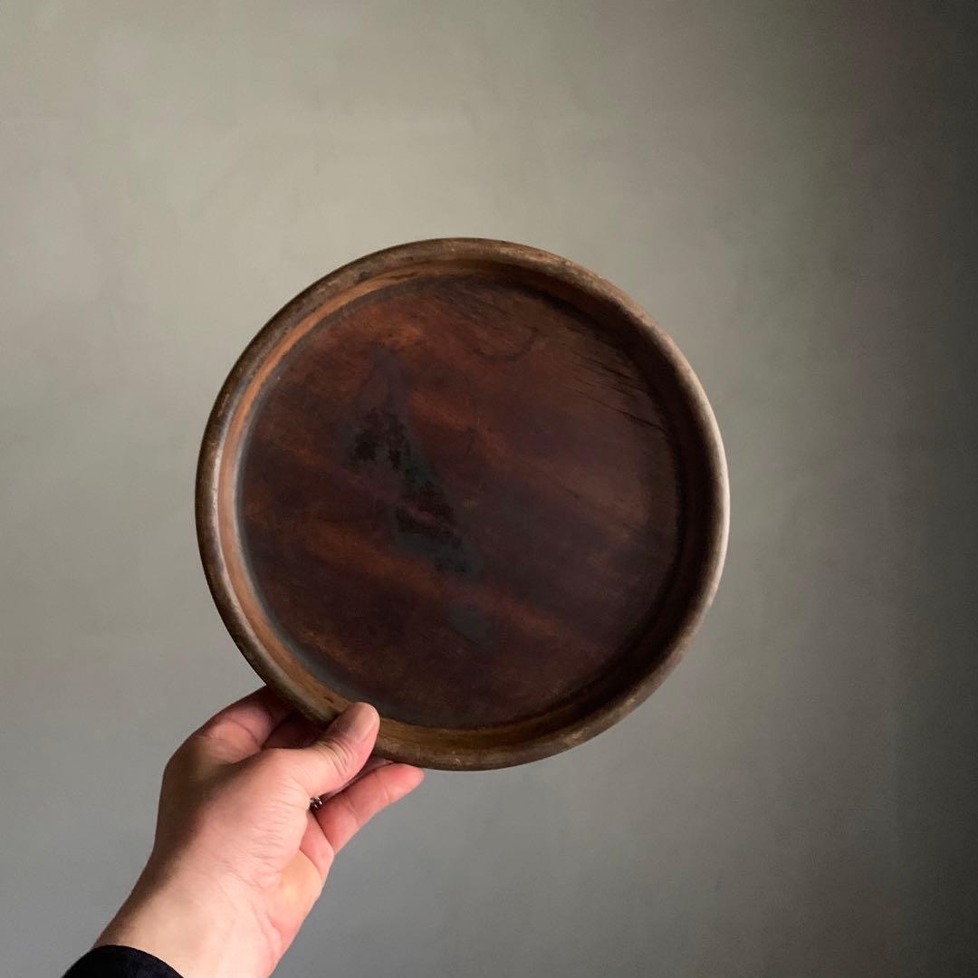 佳き木肌の くりぬき盆 No.2 古道具 アンティーク