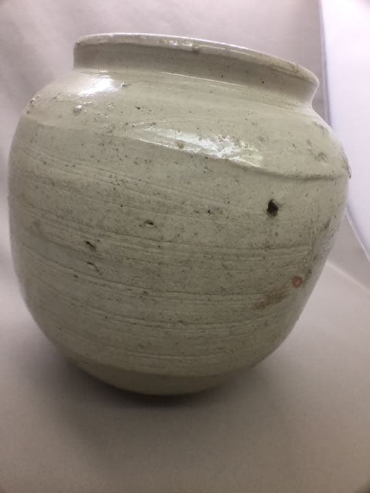 李朝白磁広口壺◆李朝前期◆無キズ◆送料無料◆李朝白磁◆水指◆茶道具◆茶