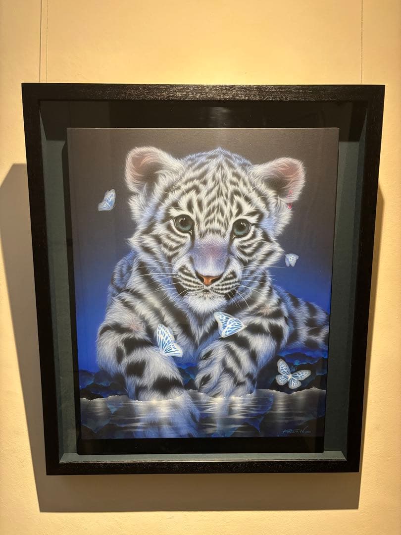 直筆原画　ホワイトタイガー　西野健太郎　絵画　絵