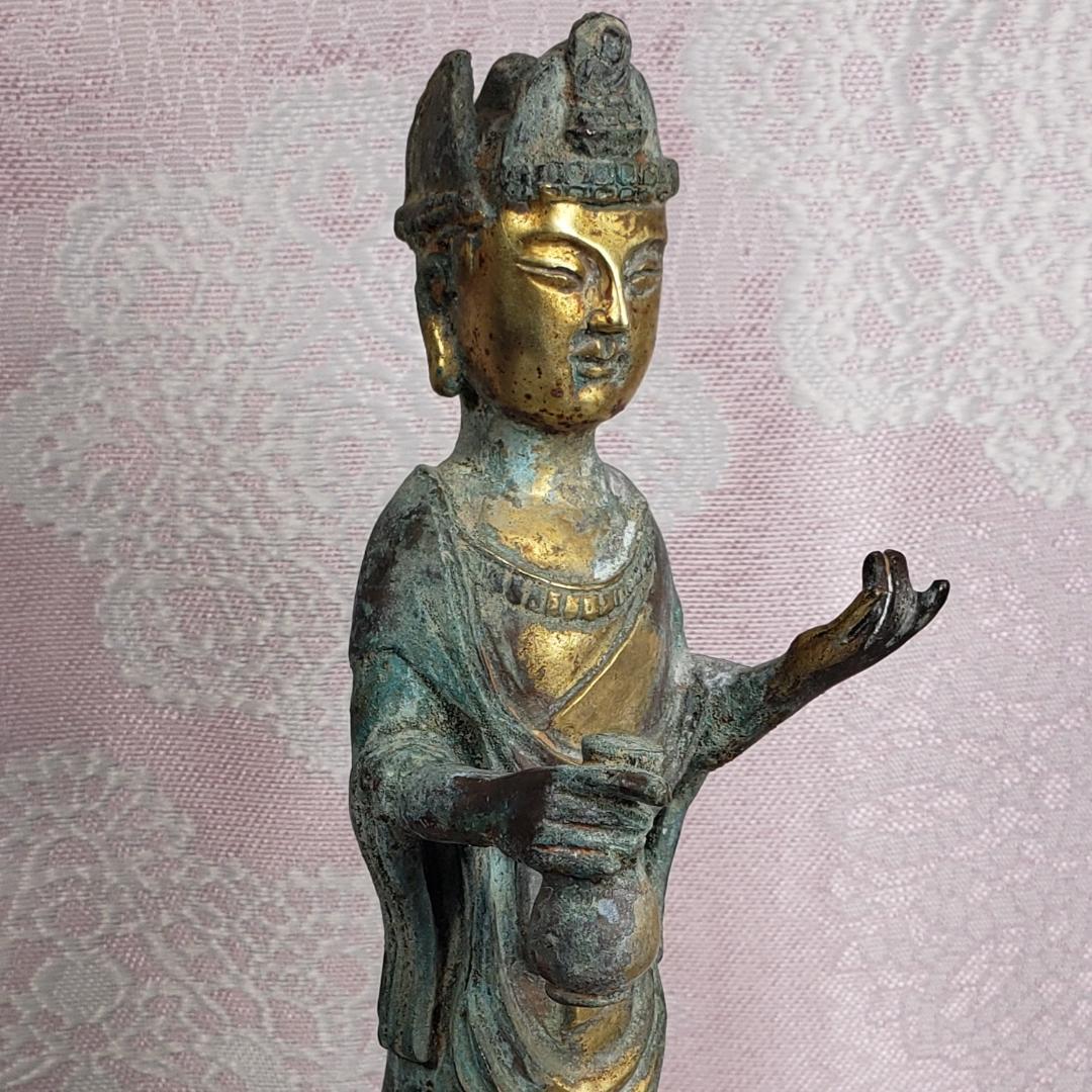 ◆新羅仏 金銅観音菩薩立像 仏像◆検）天平仏 飛鳥仏 高麗仏 百済仏 空海 親鸞