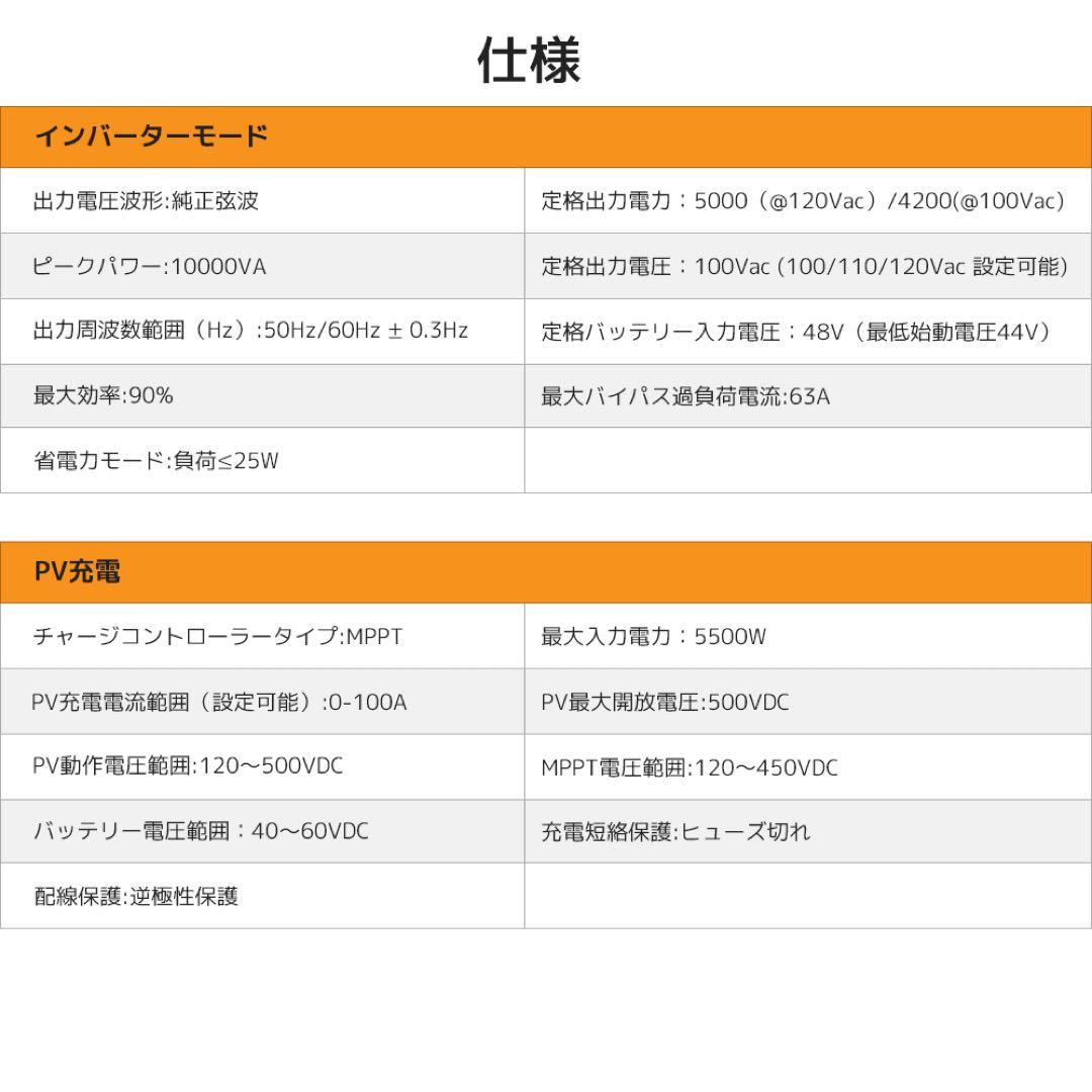 48v 5000wハイブリッドインバーター