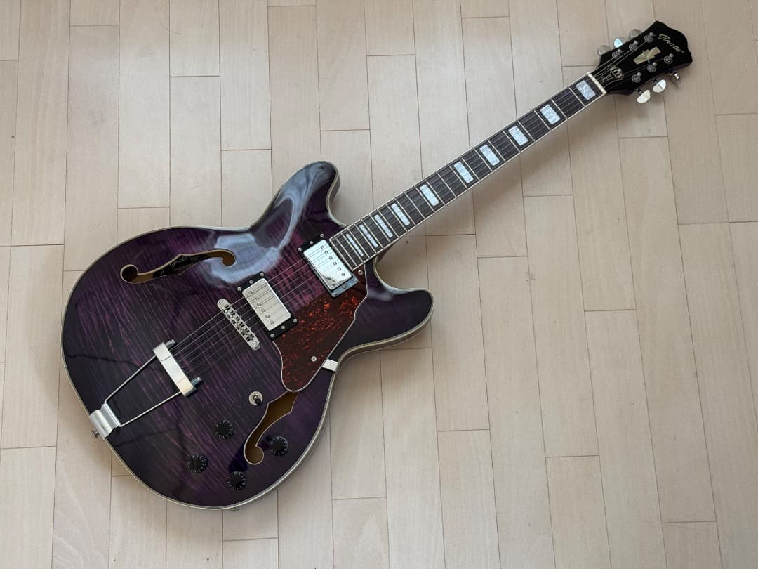 grote 335タイプ セミアコ ギター　パープル