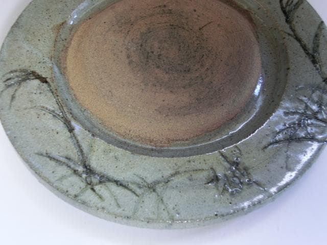 硯■桂川硯 唐草文丸陶硯 陶器硯 書道道具 骨董品 古美術■