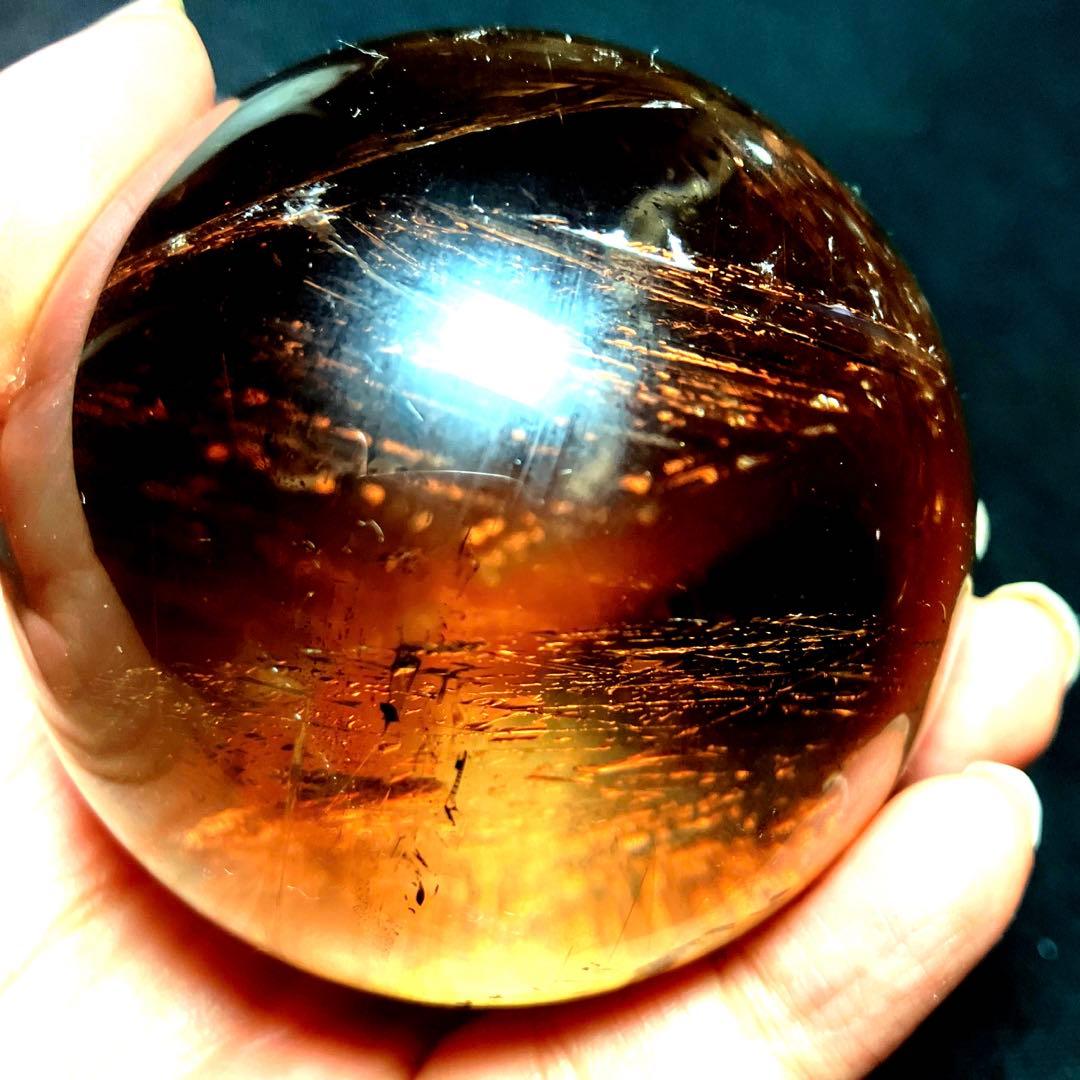 超大玉　64mm ゴールドルチルクォーツ　金針水晶　パワーストーン