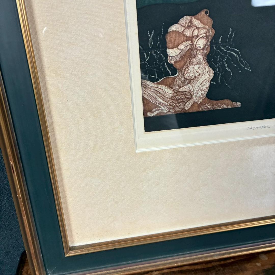 山下清澄「Nymphe-1」アクアチント 1975年作 直筆サイン入り 額縁入り