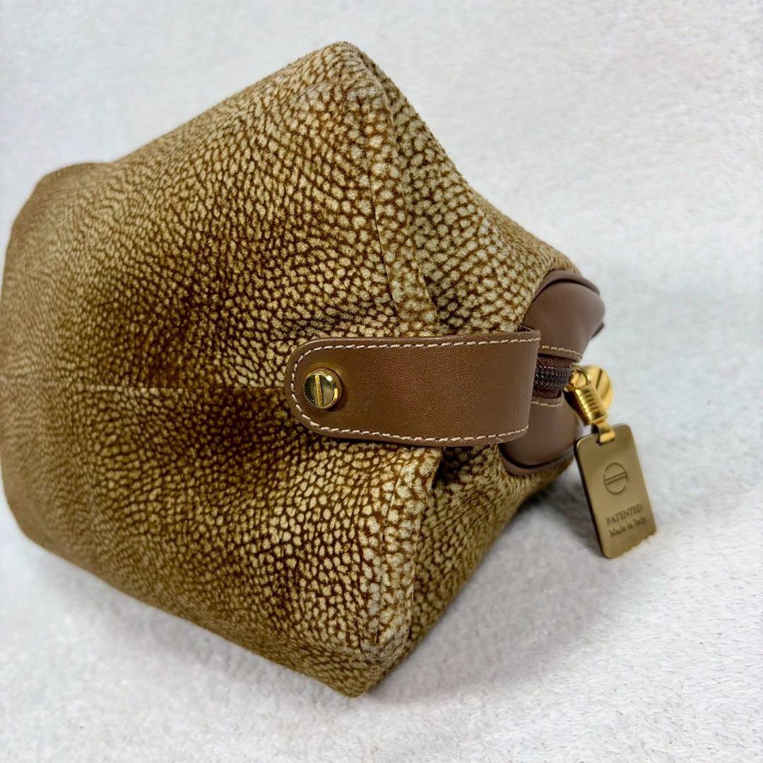 【美品✨】ボルボネーゼ ハンドバッグ うずら柄 スエード イタリア製　レザー