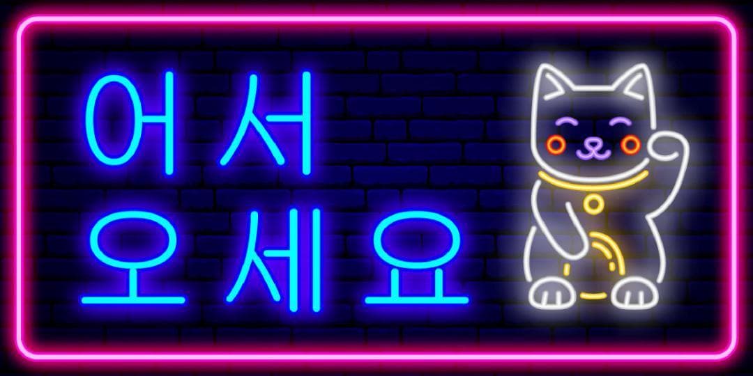 【Lサイズ】いらっしゃいませ ハングル 韓国語 看板 置物 雑貨 ライトBOX