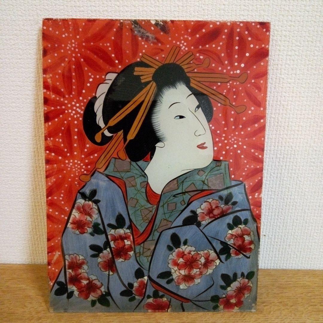 明治時代のガラス絵の美人図